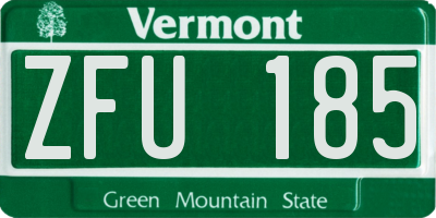 VT license plate ZFU185