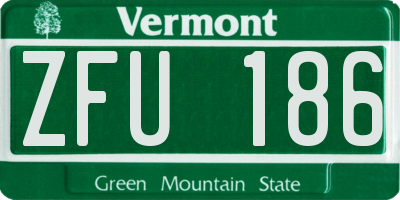 VT license plate ZFU186