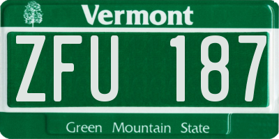 VT license plate ZFU187