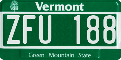 VT license plate ZFU188