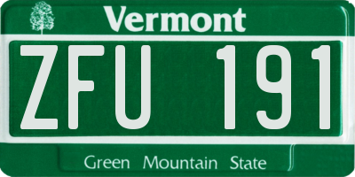 VT license plate ZFU191