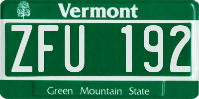 VT license plate ZFU192