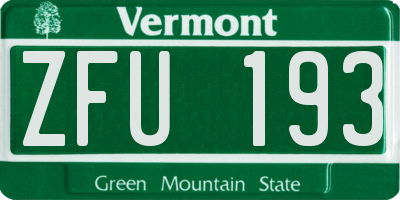 VT license plate ZFU193