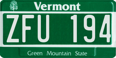 VT license plate ZFU194