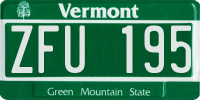 VT license plate ZFU195