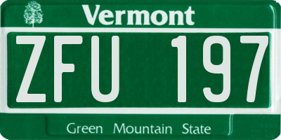 VT license plate ZFU197