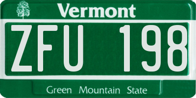 VT license plate ZFU198