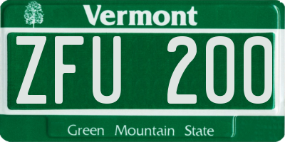 VT license plate ZFU200