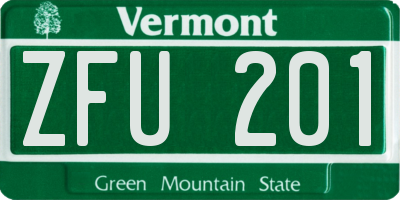 VT license plate ZFU201