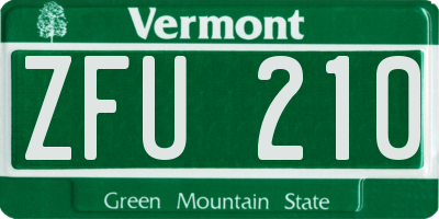 VT license plate ZFU210