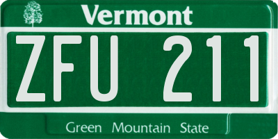 VT license plate ZFU211