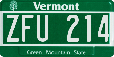 VT license plate ZFU214