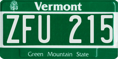 VT license plate ZFU215