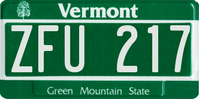 VT license plate ZFU217
