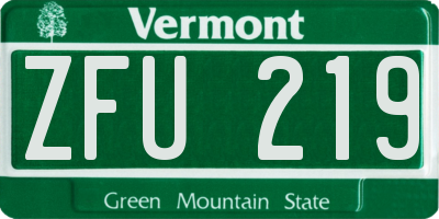VT license plate ZFU219