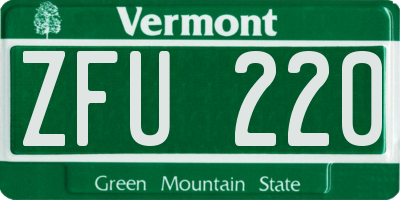 VT license plate ZFU220