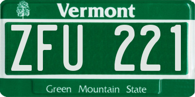 VT license plate ZFU221