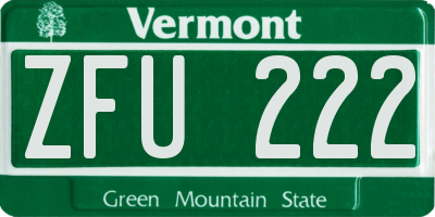 VT license plate ZFU222