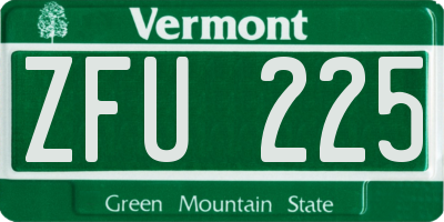 VT license plate ZFU225