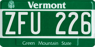 VT license plate ZFU226