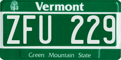 VT license plate ZFU229