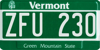 VT license plate ZFU230