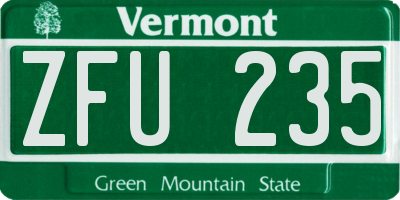VT license plate ZFU235