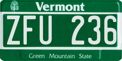 VT license plate ZFU236