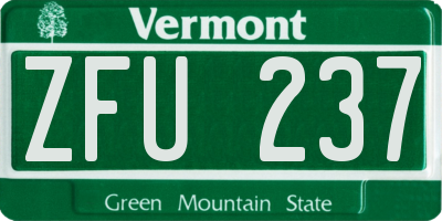 VT license plate ZFU237