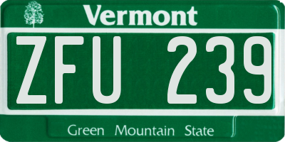 VT license plate ZFU239