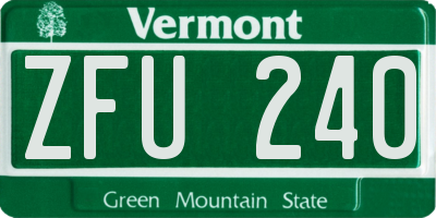VT license plate ZFU240