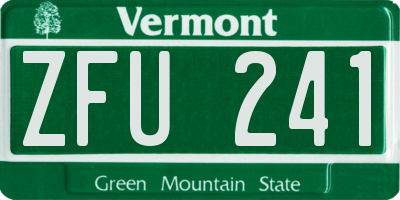 VT license plate ZFU241