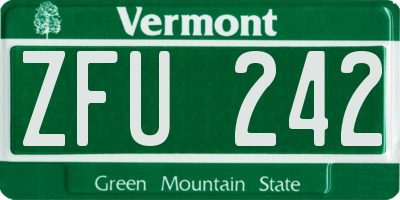 VT license plate ZFU242