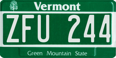 VT license plate ZFU244