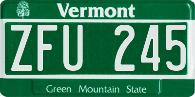 VT license plate ZFU245