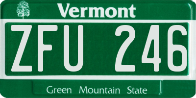 VT license plate ZFU246