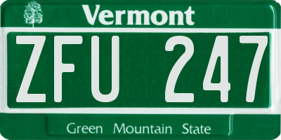 VT license plate ZFU247