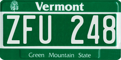 VT license plate ZFU248