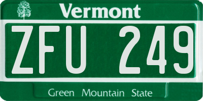 VT license plate ZFU249