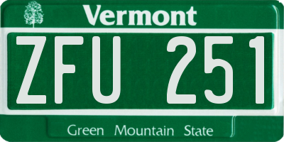 VT license plate ZFU251