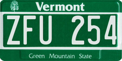 VT license plate ZFU254