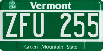VT license plate ZFU255