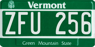 VT license plate ZFU256