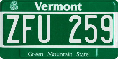 VT license plate ZFU259