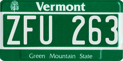 VT license plate ZFU263