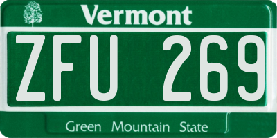 VT license plate ZFU269