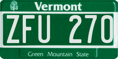 VT license plate ZFU270
