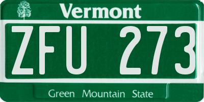VT license plate ZFU273