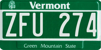 VT license plate ZFU274