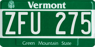 VT license plate ZFU275